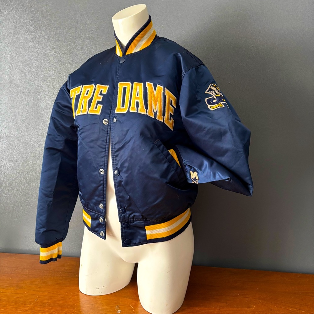 Vintage Notre Dame Starter Satin Snap Button Jacket.
